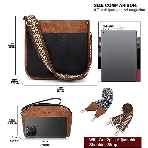 Image of HKCLUF Crossbody Bag Purse for Women 2PCS /Set Leather Hobo Handbag Wallet Set With 2Adjustable Guitar Strap Shoulder Bag | Purse