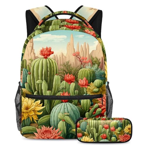 Sac à dos cactus colorés du désert grand volume pour transporter tous vos cahiers