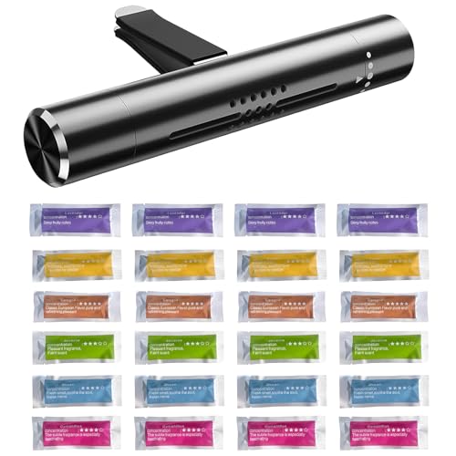 25 Stück Autoduft Set, Auto Duft Innenraum Lufterfrischer Auto Diffuser mit 24 Duftstäbchen für Autos Lüftungsgitter und Klimaanlage, Geruchsbeseitigung und Automatische Duftverteilung