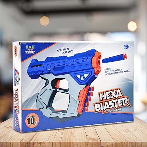 Image of Webby Big Gun Toy with 10 Safe Soft Foam Bullets | Gun Toy | Gun Pistol | Game for Kids| Big Gun Toy for Kids 8+ Years