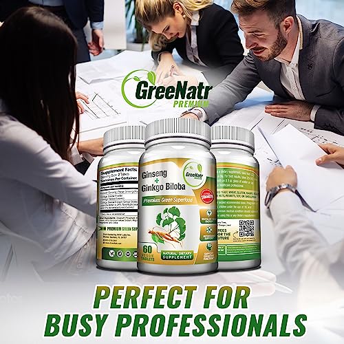 GreeNatr Premium Supplement - Energy and Brain Focus Natural Booster for Men & Women - Best Supplements Blend of Korean Red Ginseng Root and Ginkgo Biloba - 60 Veggie Pills - Image 6