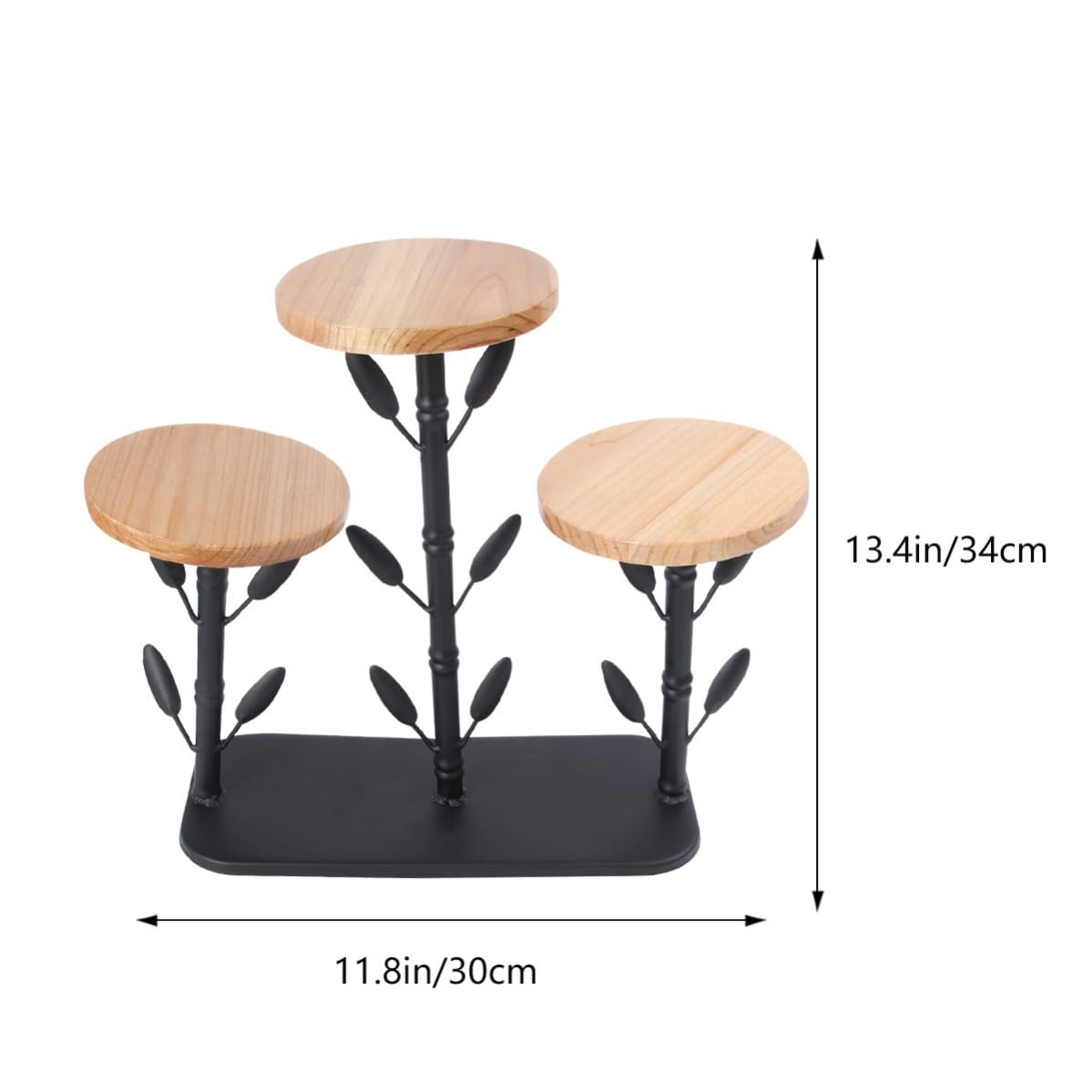 Espositore per Piante in Ferro e Legno Nero, Decorativo