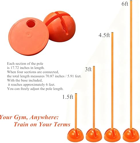 Miniatura 2 de 6 bastones de entrenamiento de agilidad de fútbol ajustables de 6 pies, equipo de entrenamiento de agilidad de fútbol con escalera de velocidad de