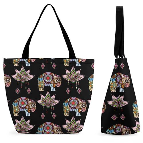Sac de shopping éléphant floral idéal pour le voyage et le weekend