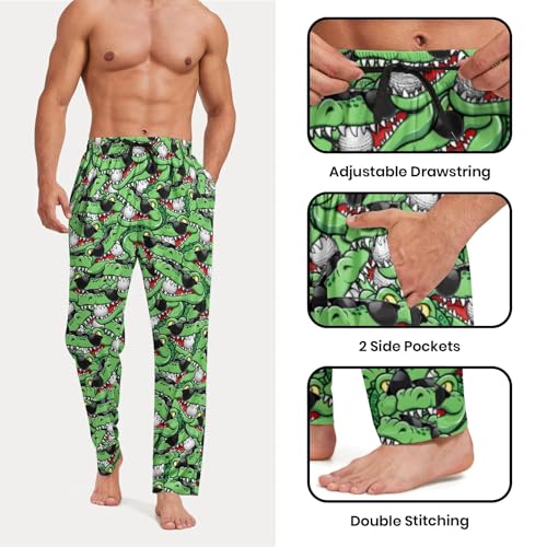 Mens Funny Pajama Pants Soft Sleep Pants for Men Crocodiles Lounge Pajama Bottoms with Pockets Drawstring4
