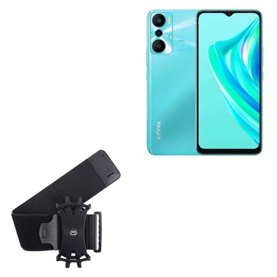 BoxWave Holster Compatible with Infinix Hot 20i - ActiveStretch Sport Armband, Adjustable Armband for Workout and Running - Jet Black