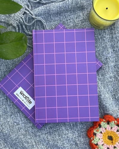 Image of A5 Designer Diary Notebook for Girls and Women, Purple Pink Grid Hardbound, 160 Ruled Pages 90 GSM, Diary for College, Office and Gifting