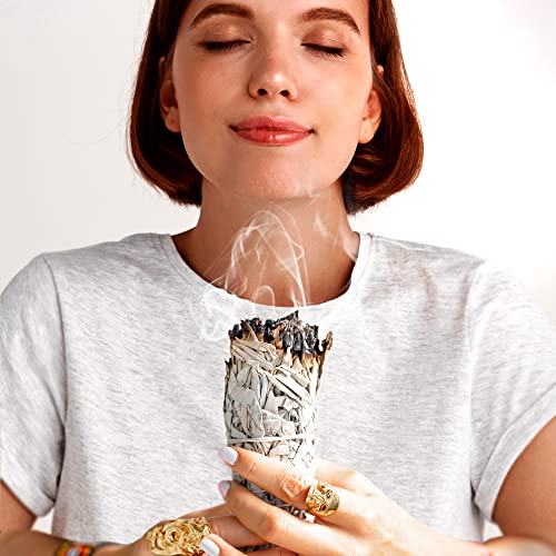 White Sage Smudge Sticks 4" Long - Dried Sage For Burning, Cleansing House Negative Energy - Stress Relief Dried Sage Incense Sticks - 6Pk By Age Of Sage #TOP7