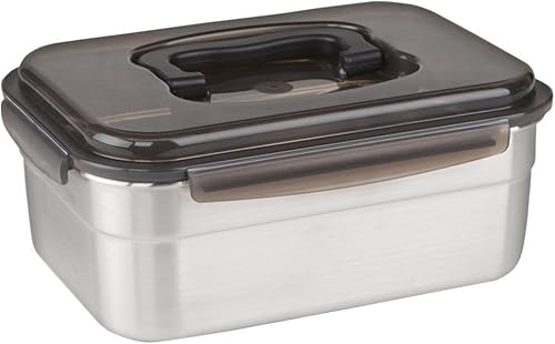 STENCOC - Contenedor de almacenamiento de alimentos de acero inoxidable, rectangular, sin BPA, hermético, a prueba de fugas, para