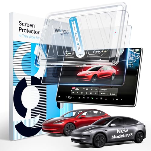 Wigoo Tesla New Model Y Juniper & Model 3 Screen Protector Matte [No Glare & Fingerprint] Model 3 Highland/New Model Y Juniper Accessories, Tempered Glass Protector with Alignment Kit