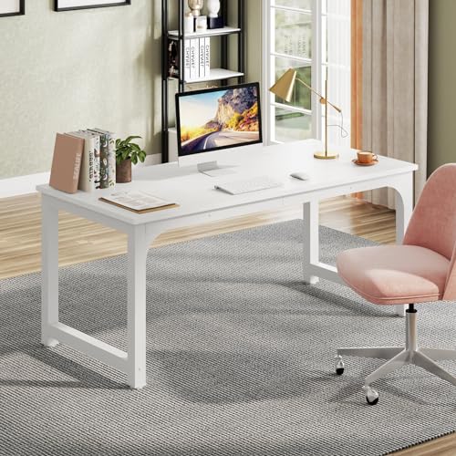 Image of Tribesigns 63 inchExecutive Desk, Large Office Computer Desk with Thicken Frame, Modern Simple Workstation Business Furniture for Home Office, White