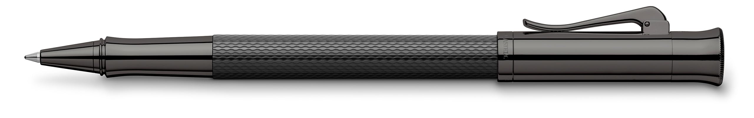 Graf von Faber-Castell - Penna a sfera Guilloche Black Edition | Larghezza del tratto B, corpo in resina pregiata guilloché con rivestimento in PVD al titanio e confezione regalo di alta