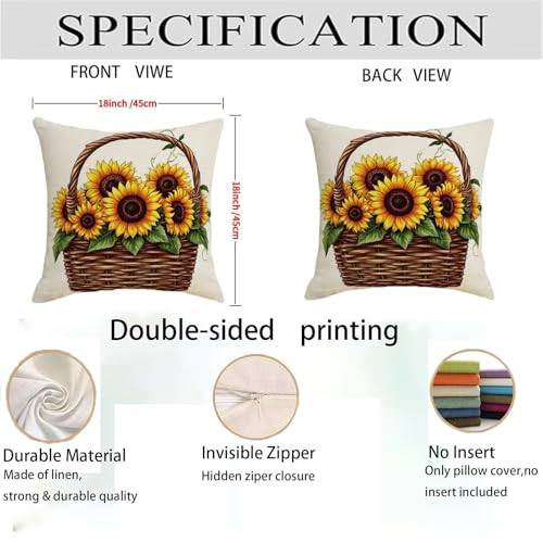 Housse coussin 65x65cm étanche avec fermeture éclair invisible lot de 2 lin