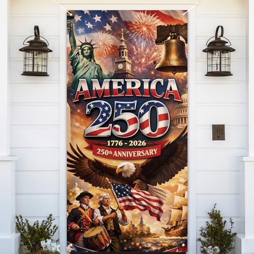America 250 Anniversary Door Cover Patriotic Photo Backdrop 4th of July Fourth of July Party Decorations and Supplies for Home