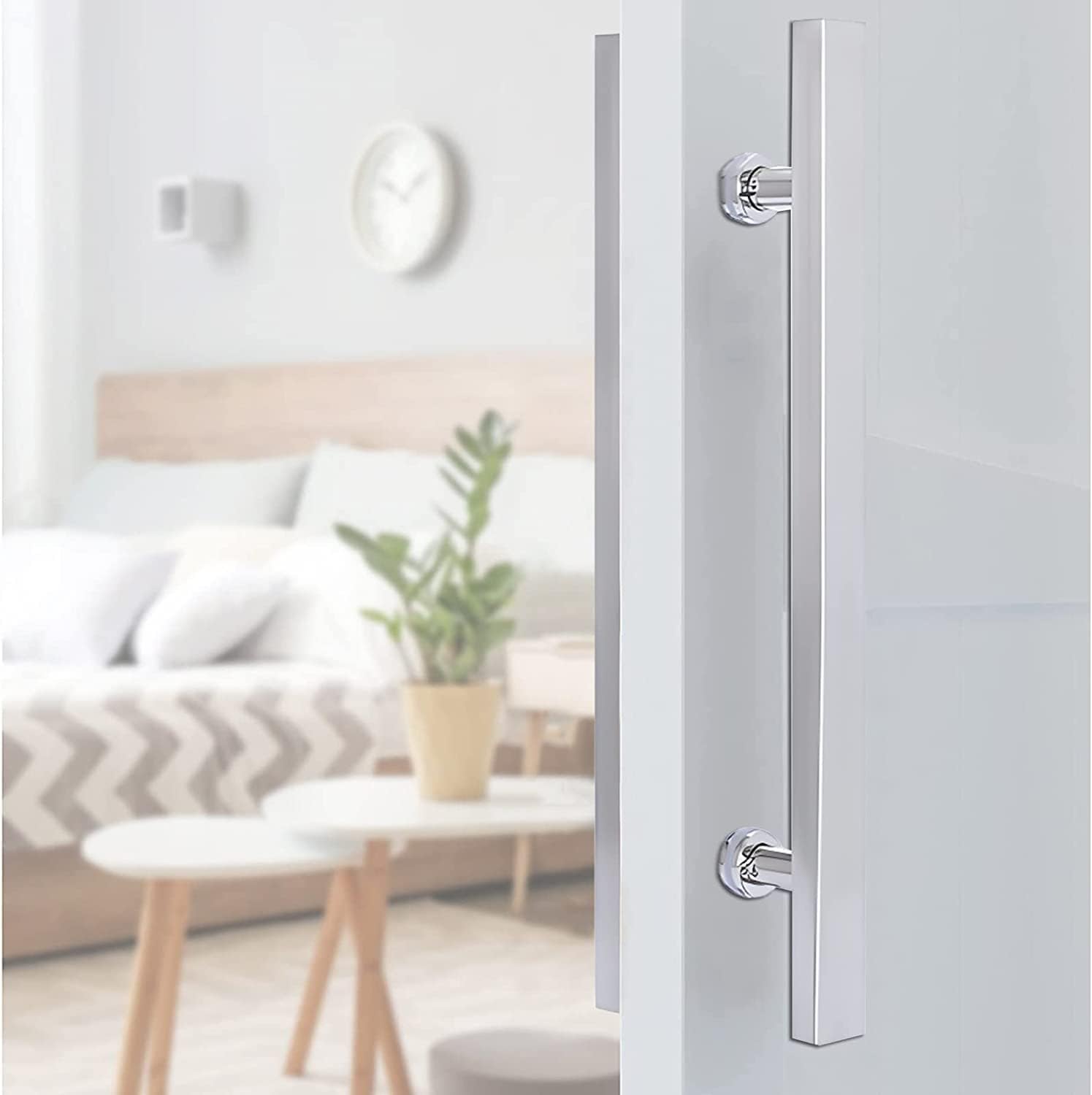 Modern Push Pull Bar Handle Set - Sliding Barn Door Handles and Pulls, Flush Hardware for Home and Commercial Gate - Ideal for Interior and Exterior Doors