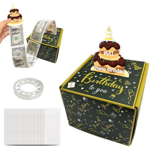 NyxSeat 1 Hucha de cumpleaños Happy Birthday, caja de regalo de dinero, caja de dinero extensible, sorpresa, fiesta de cumpleaños