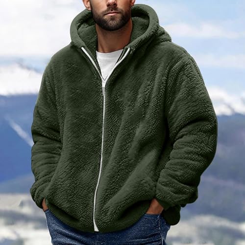 Flannel Hoodie For Men Casual Cozy Fleece Long Sleeve Full Zip Up Hoodies Warm Fall Winter Hooded Coat Fashion4