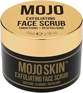 MOJO Skin Exfoliating Face Scrub with Activated Charcoal & Icelandic Volcanic Sand | Smooth & Revitalises Skin to cleanse pores and prevent breakouts | Luxury Scented | Premium Mens Facial Scrub 75ml