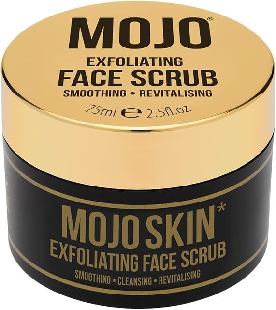 MOJO Skin Exfoliating Face Scrub with Activated Charcoal & Icelandic Volcanic Sand | Smooth & Revitalises Skin to cleanse pores and prevent breakouts | Luxury Scented | Premium Mens Facial Scrub 75ml