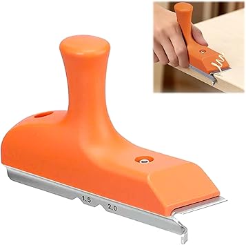 Edge Banding Trimmer with Stainless Steel Blade, 1.5"2" Woodworking Edge Trimming Tool for Veneer, PVC, ABS, Wood, Laminate, Deburring, Straight & Curved Edges, Ergonomic Grip, Carpentry Tool
