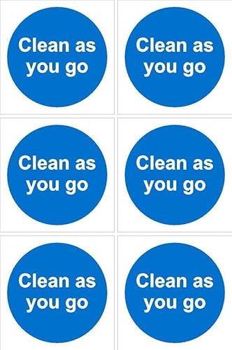 Clean as you go sign - 100x100mm, pack of 6 stickers on A4 sheet