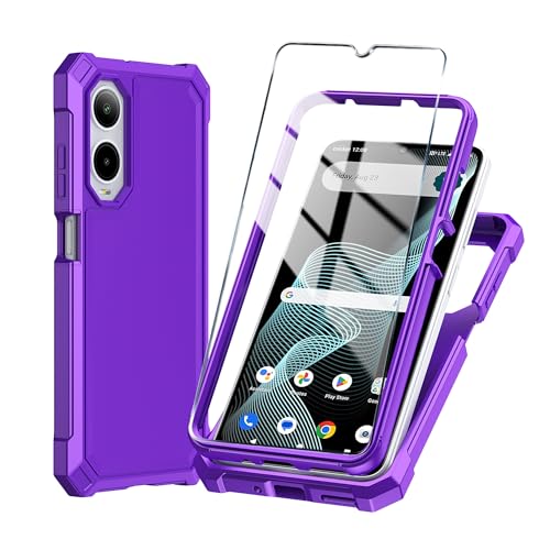 Mocotto for Cricket Debut S3 Phone Case/AT&T Vista 2 Case with Tempered Glass Screen Protector,Slim Soft Silicone Full-Body Protective Cover (Cricket Debut S3, Purple)