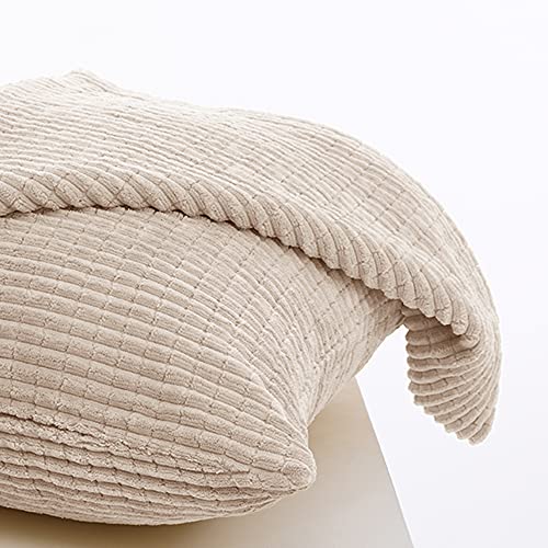 Deconovo Pack Of 2, Square Pillowcase Covers, 20X20Inch, Cream Decorative Cushion Covers With Pattern Stripes, Corduroy Pillow Cases Machine Washable For Bedroom Sofa Couch #TOP4