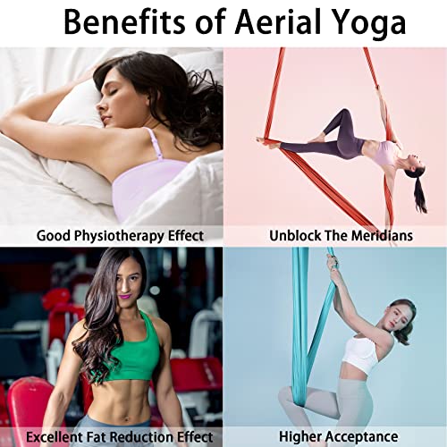 Aerial Yoga Hammock Kit 5.5 Yards Aerial Silks Yoga Swing Flying For Home Antigravity Inversion Flexibility Core Strength Exercise, All Levels, With Hardware Straps Guide (16.5X9.2Ft), Black #TOP5