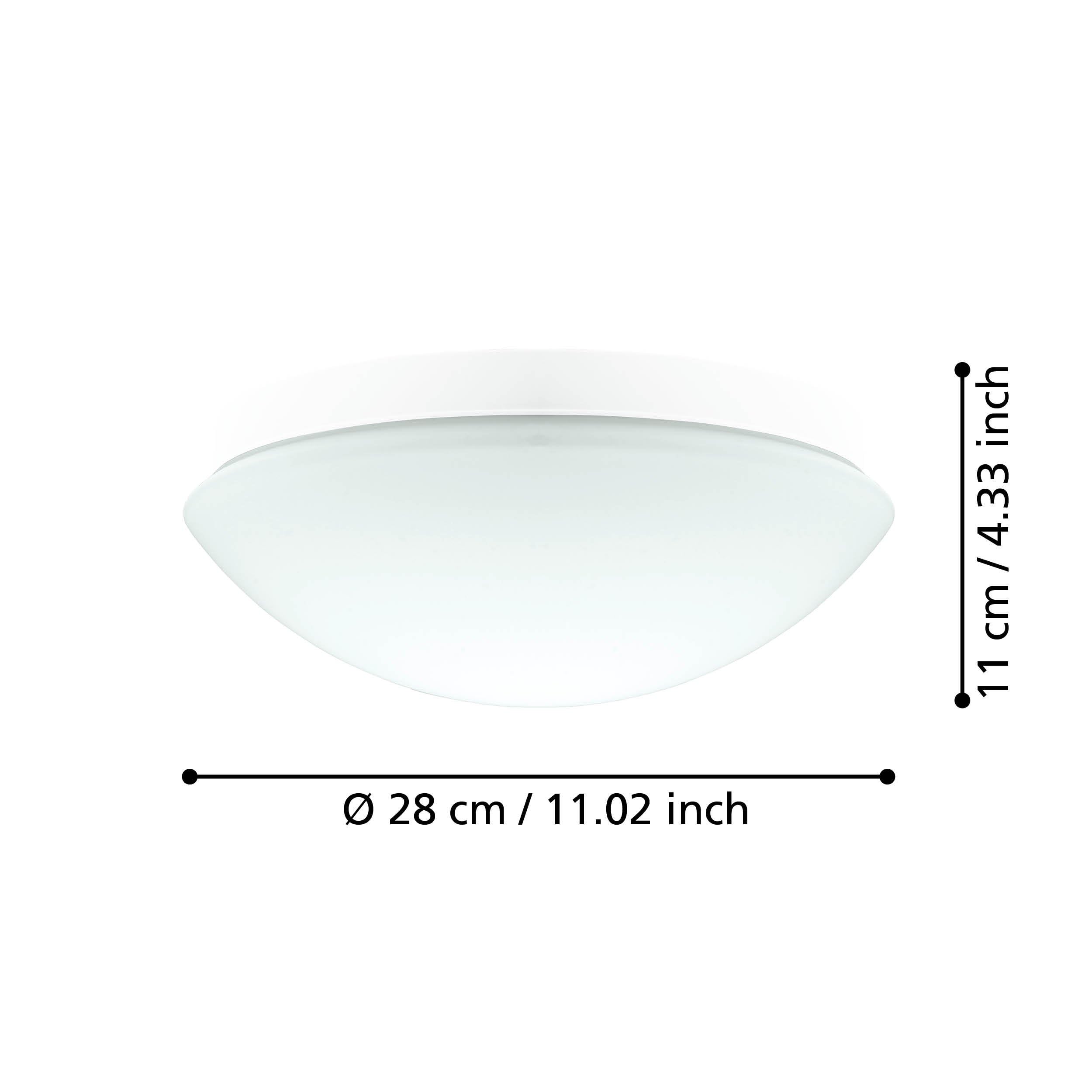 Eglo Lámpara de techo Bari-M, lámpara de techo con sensor de movimiento y sensor de luz diurna, lámpara para baño de vidrio y plástico en blanco, lámpara de pasillo para techo con casquillo E27, IP44