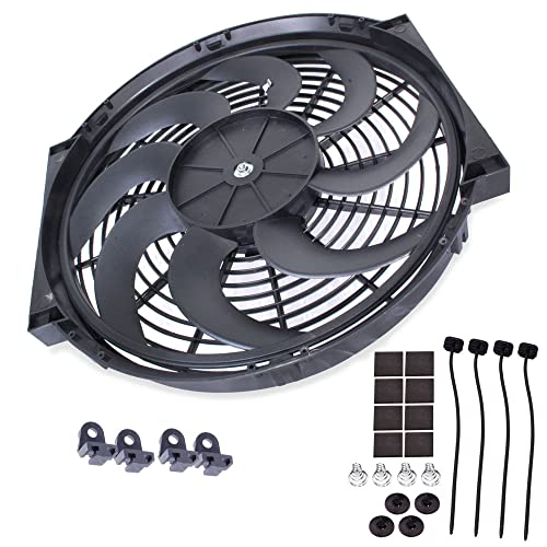 KACEPAR Slim Fan Condenser Electric Push Pull 12v Fan, Electric Pull Push Radiator Engine Bay Cooling Fan, Universal Car Electric Cooler Mounting Kits