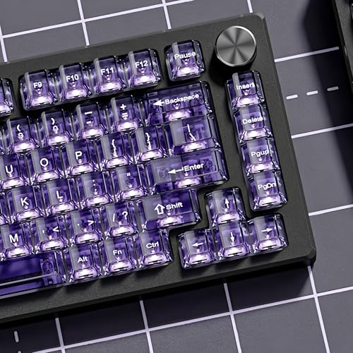 Image of dagaladoo Purple Clear Keyboard keycaps,Transparent keycaps 60 75 100 Percent,Ceramic Jelly Key caps Set,Shine Through Key caps,Cherry Profile Key Caps for Mx Switches Mechanical Keyboard