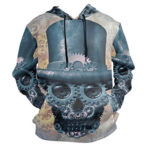 CMMT PUXUQU - Sudadera con capucha para hombre de diseño de calavera de steampunk vintage Cover