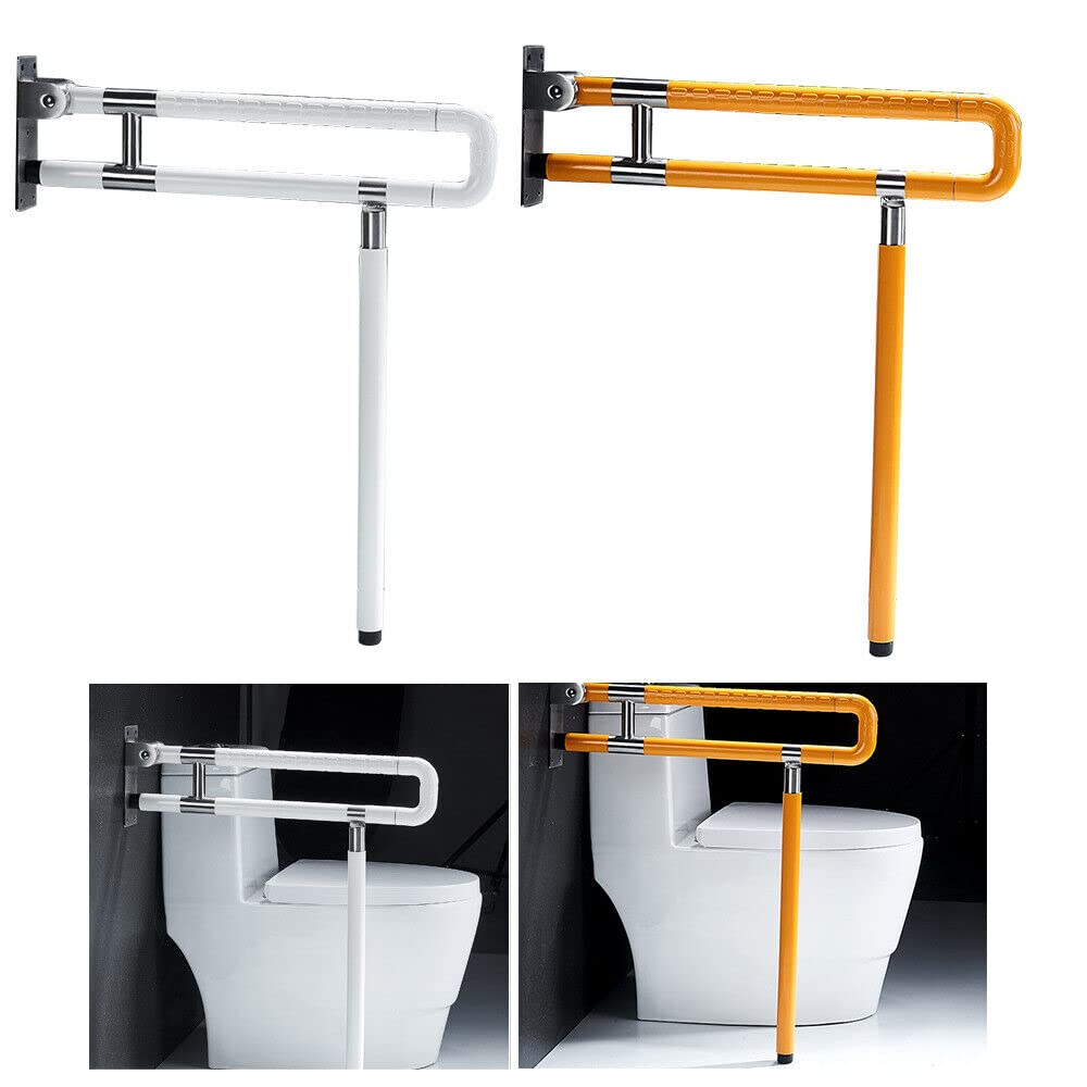 Asidero de apoyo para el inodoro, de acero inoxidable, 600 mm/750 mm, plegable, para personas mayores, embarazadas, discapacitados, 60 cm, color blanco