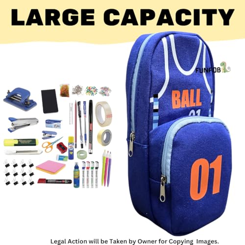 Image of Funfob Soccer Pencil Pouch for School College for Pen Pencil Football Pencil Box Travel or Cosmetic Case | Soccer Blue 01