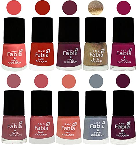 Image of ALL IN ONE (PACK OF 10), Long Lasting Glossy Nail Polish, 6 ml Each, All Vibrant Colours,01809