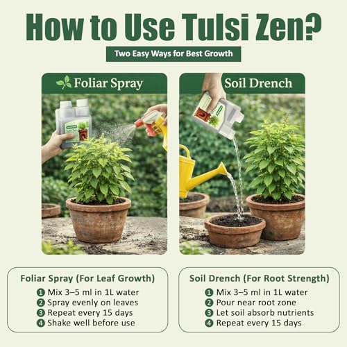 Image of Garden Genie TulsiZen - Organic Liquid Fertilizer for Tulsi Plants, 250ml | Plant Food with Growth Nutrients | Growth Booster for Healthy Leaves, Strong Roots & Daily Vitality
