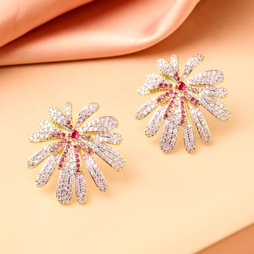 Image of Rubans Stud Earrings American Diamond Zirconia Stylish Jewellery Gift for Women & Girls