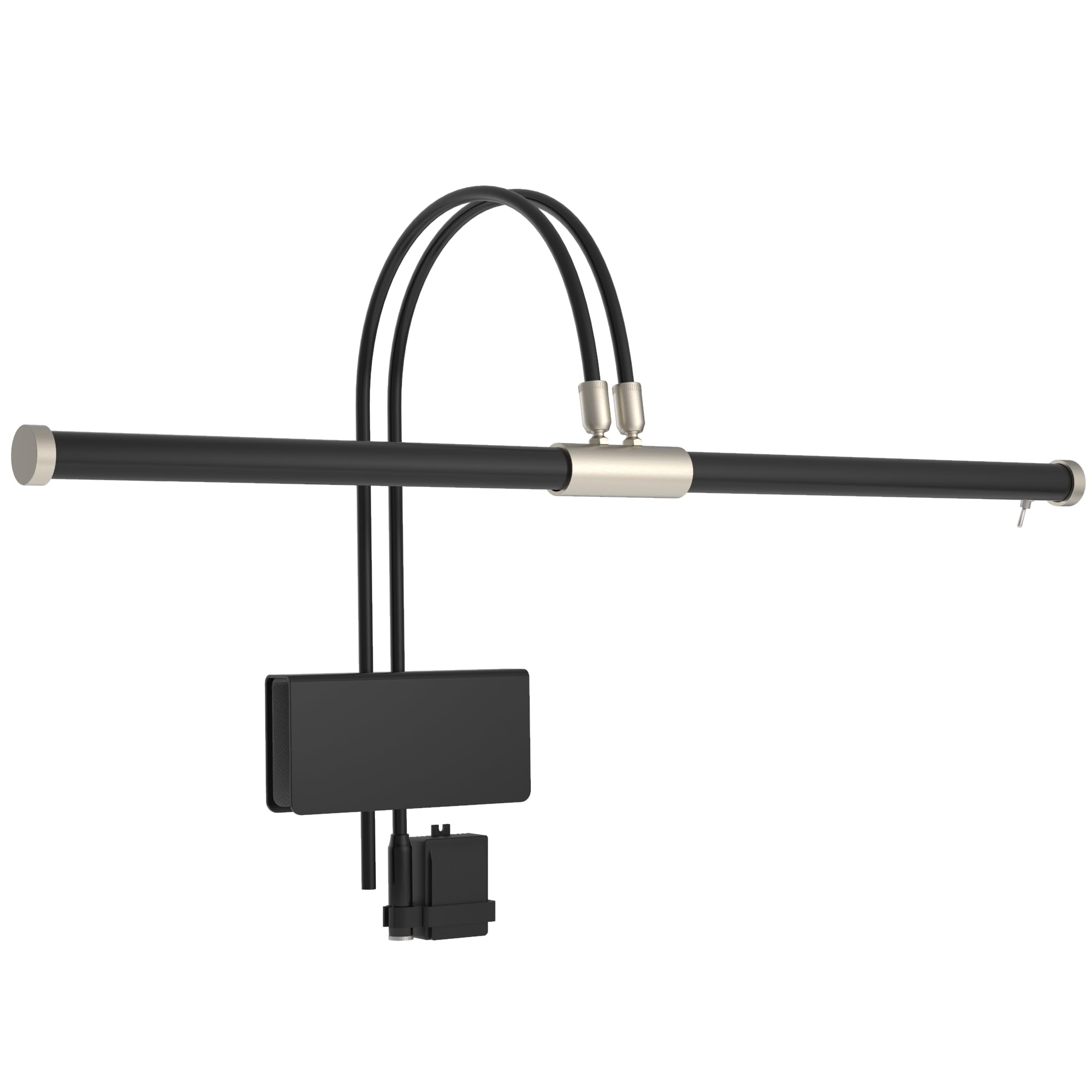 Cocoweb 22" LED Grand Piano Light in Black with Satin Nickel Accents and Dimmer Clip - Adjustable - LED - Bright - Clamps onto Music Boards .75" or Less - Dual Rotating Shades - Dimmable