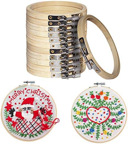 PATIKIL 4 Cercles à Broder Carrés Bambou 13cm - Tambour Broderie Ajustable Pour Point De Croix Et Artisanat