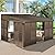 Domi 10x12FT Wall Mounted Sunroom, Against Wall Solarium with Galvanized Steel Sloping Roof, Detachable PVC Screen, Lockable Sliding Door, Lean-to Gazebo Sun Room for Patio Deck