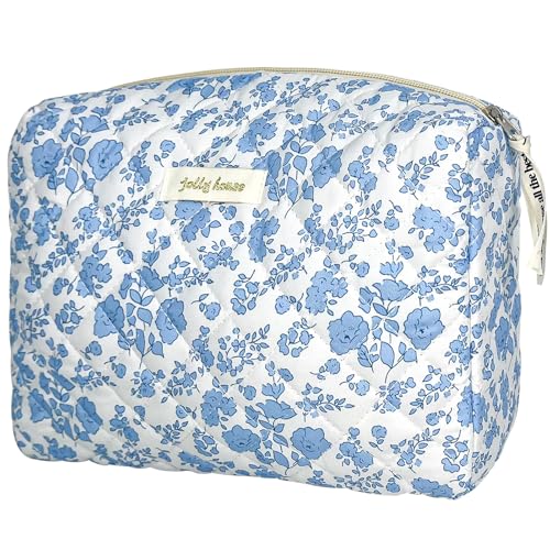TOPALL Trousse de maquillage de voyage pour femme, grand sac cosmétique, en coton, sac de maquillage, trousse de toilette, organisateur