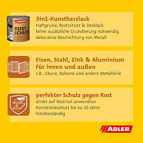 ADLER Ferro Rostschutz - RAL9005 Tiefschwarz 2,5 L - Dekorative, beständige Rostschutzfarbe für Eisen, Stahl, Zink und… – Bild 6