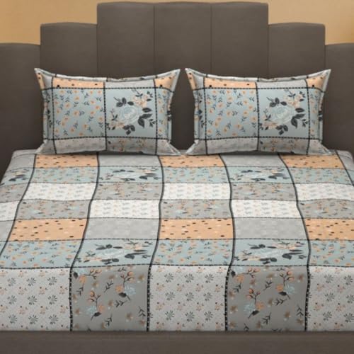 Image of Mafatlal Luxe Lilac 140 GSM Premium Microfiber Queen Size Bedsheet with 2 Pillow Cover for Double Bed, 90x100 Inch - Light Blue & Teal, Soft, Lightweight & Durable