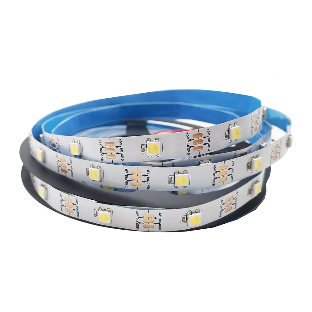 SK6812 WWA - Tira de luces LED (5 m, 5 V, 30, 60, 144 LEDs/M, programable, WS2812B, blanco cálido, blanco y ámbar, 5 m, 30 ledes por metro)