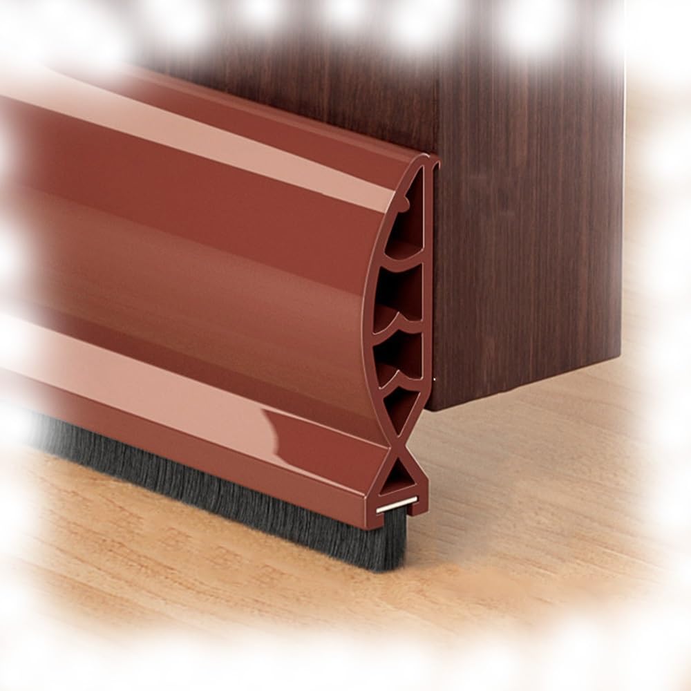 Guarnizione Per Porta Con Spazzola Paraspifferi Porta Blindata Guarnizione Spazzola Autoadesiva Per Porta Garage Camera Da Letto Bagno(Brown,5 PACK)