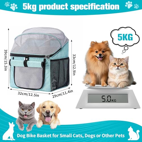 Hundekorb Fahrrad - 3 in 1 Hundekorb Fahrrad Vorne, 32×29×39 cm Faltbare Fahrradtasche für Haustiere, Maximale Tragfähigkeit 5 kg Geeignet für Tiergeschäfte, Baden, Picknicks, Krankenhäuser