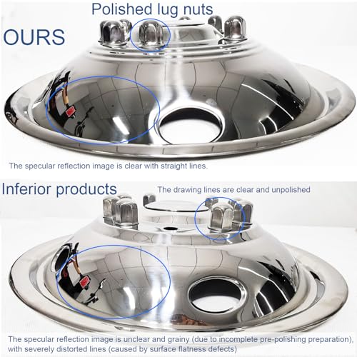 Image of hightall 19.5 Wheel Simulators, 19.5 inch 10 Lug Stainless Steel Hubcaps,Polished Surface,2Pcs Front Wheel /2Pcs Rear Wheel,Bolts On Wheel Cover Set Compatible with Ford 2005-2025 F450 /F550