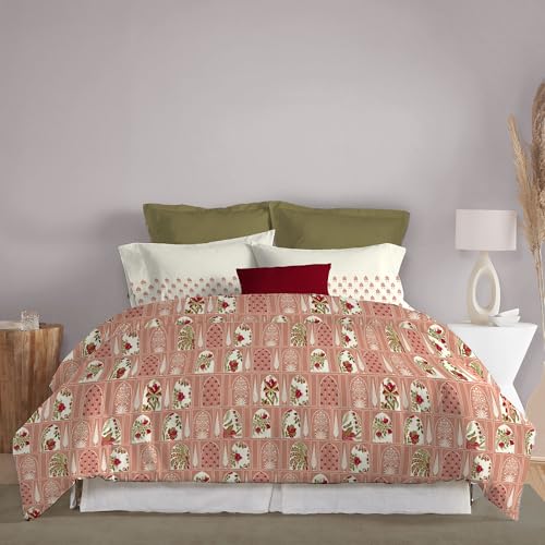 Image of MYTRIDENT Celebration Bedsheet Gifting Collection Double Size - Aangan Coral
