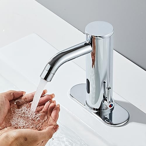 Llave comercial manos libres para lavabo moderno con placa de cubierta 4