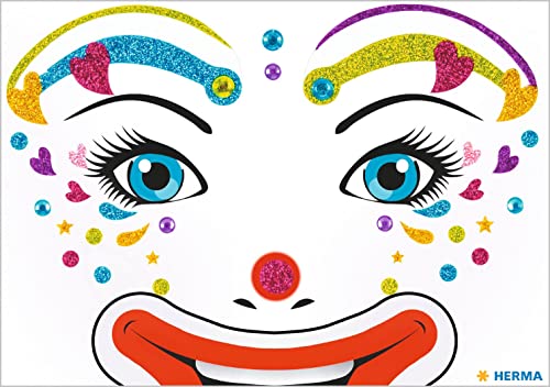 HERMA 15427 Face Art Sticker Clown Lotta Face Sticker Glitter Sticker for Carnival Halloween, Dermatologically Tested - Image 2